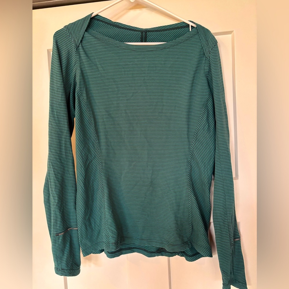Lululemon Striped Green/Teal Long Sleeve Women's Top